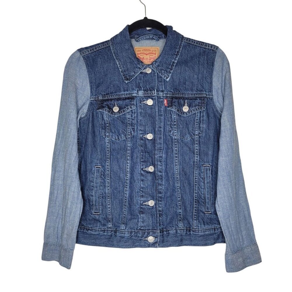 Levis Blue Jean Jacket Small Cotton Linen Blend Country Western Chore Classic